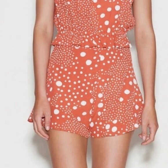 Anthropologie Fifth Label Peppers Shorts high rise waist Polka Dots Ruffles Red - Picture 2 of 16